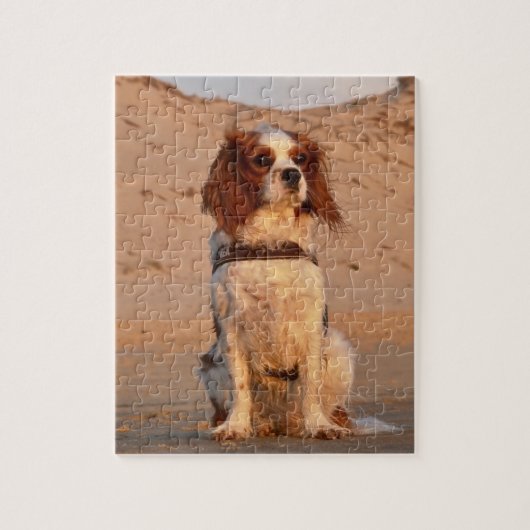 Blenheim Cavalier King Charles Spaniel Beach Legpuzzel (Verticaal)