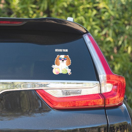 Blenheim Cavalier King Charles Spaniel Beach Sticker (Auto Zijkant)