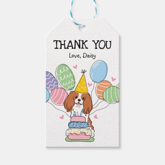 Blenheim Cavalier King Charles Spaniel Birthday Cadeaulabel (Voorkant)