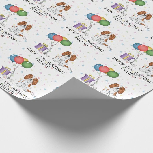 Blenheim Cavalier King Charles Spaniel - Birthday Cadeaupapier (Hoek)