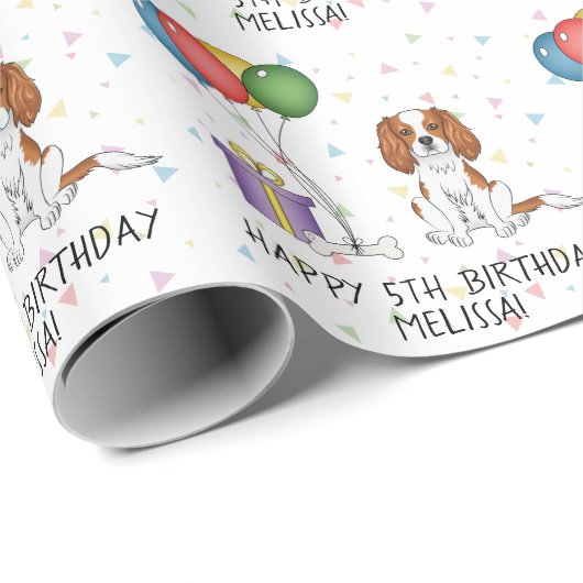 Blenheim Cavalier King Charles Spaniel - Birthday Cadeaupapier (Rol Hoek)