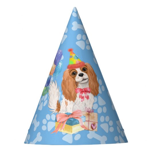 Blenheim Cavalier King Charles Spaniel Birthday  Feesthoedjes (Voorkant)