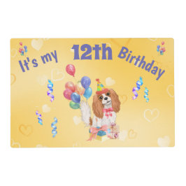 Blenheim Cavalier King Charles Spaniel Birthday Gelamineerde Placemat