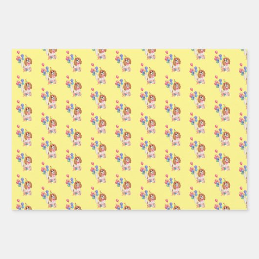 Blenheim Cavalier King Charles Spaniel Birthday Inpakpapier Vel (Voorkant)