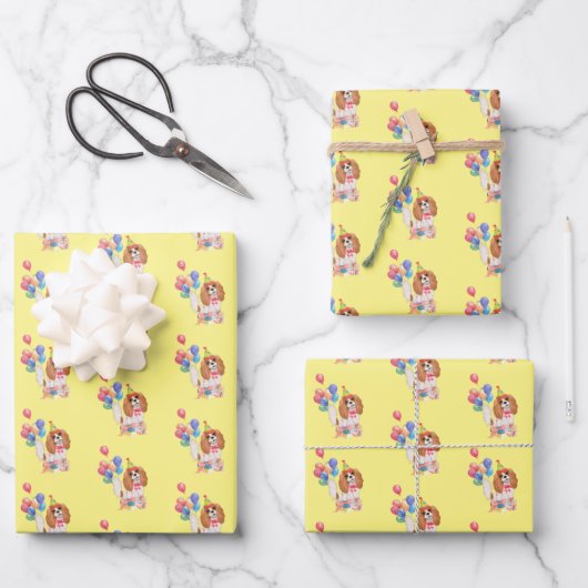 Blenheim Cavalier King Charles Spaniel Birthday Inpakpapier Vel (Voorkant)