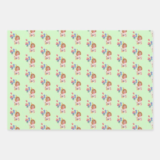 Blenheim Cavalier King Charles Spaniel Birthday Inpakpapier Vel (Voorkant 3)