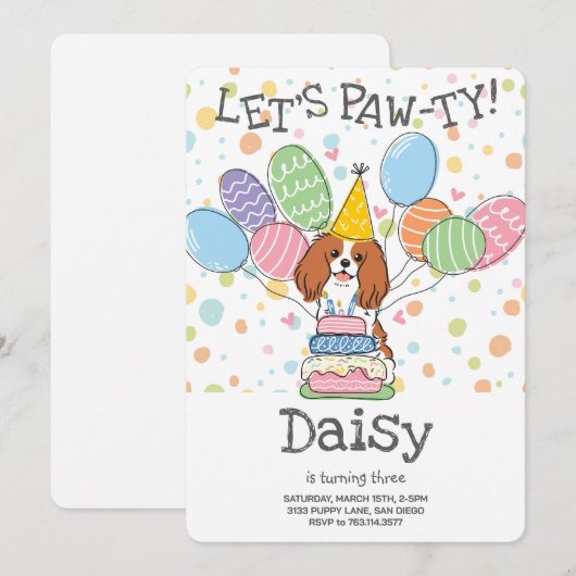 Blenheim Cavalier King Charles Spaniel Birthday Kaart (Voorkant / Achterkant)