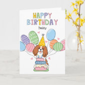 Blenheim Cavalier King Charles Spaniel Birthday Kaart (Gele Bloem)
