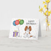 Blenheim Cavalier King Charles Spaniel - Birthday Kaart (Gele Bloem)