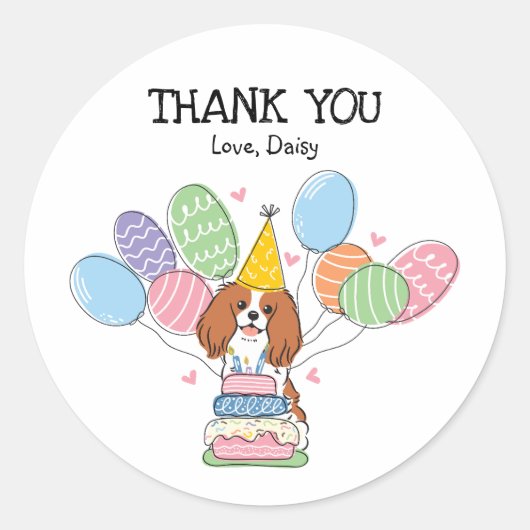 Blenheim Cavalier King Charles Spaniel Birthday Ronde Sticker (Voorkant)