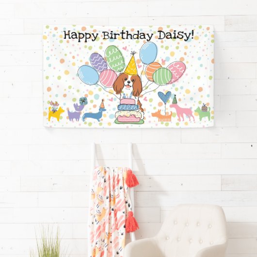Blenheim Cavalier King Charles Spaniel Birthday Spandoek (Insitu)