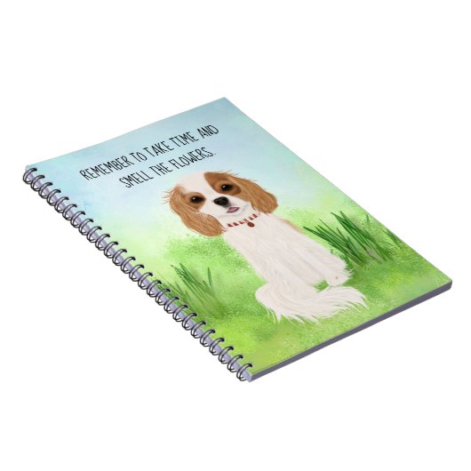Blenheim Cavalier King Charles Spaniel Bloemen Notitieboek (Rechterzijde)