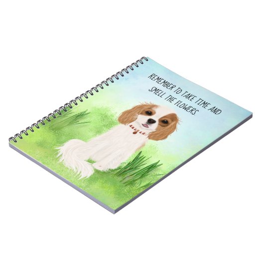 Blenheim Cavalier King Charles Spaniel Bloemen Notitieboek (Linkerzijde)