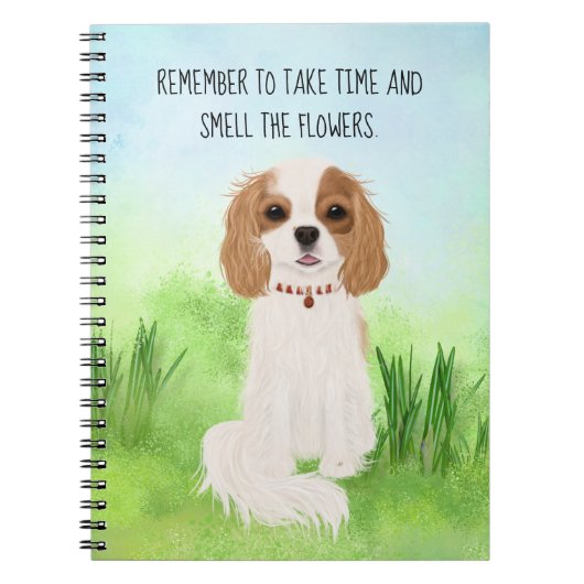 Blenheim Cavalier King Charles Spaniel Bloemen Notitieboek (Voorkant)