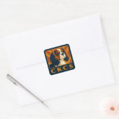 Blenheim Cavalier King Charles Spaniel CKCS Retro Vierkante Sticker (Envelop)