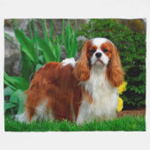 Blenheim Cavalier King Charles Spaniel Dog Fleece Deken (Voorkant (Horizontaal))