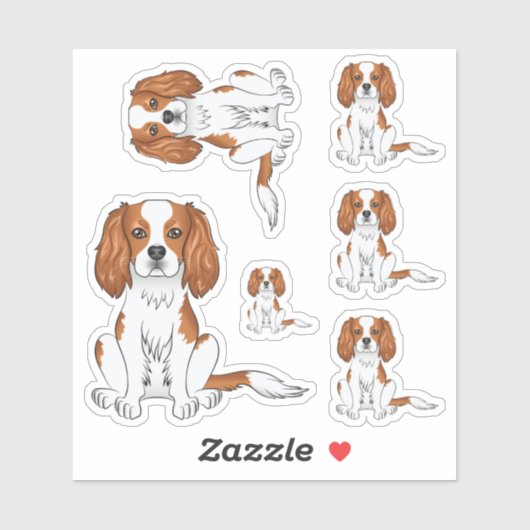Blenheim Cavalier King Charles Spaniel Dog Sitting Sticker (Vel)