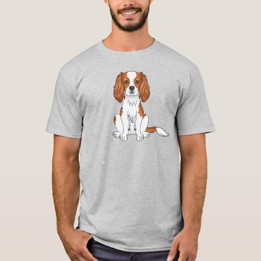Blenheim Cavalier King Charles Spaniel Dog Sitting T-shirt (Voorkant)