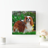 Blenheim Cavalier King Charles Spaniel Dog Vierkante Klok (Huis)