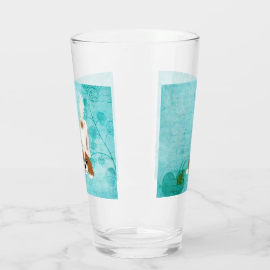 Blenheim Cavalier King Charles Spaniel en Frog Glas (Links)