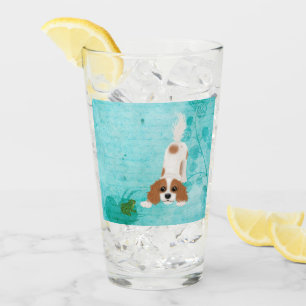 Blenheim Cavalier King Charles Spaniel en Frog  Glas