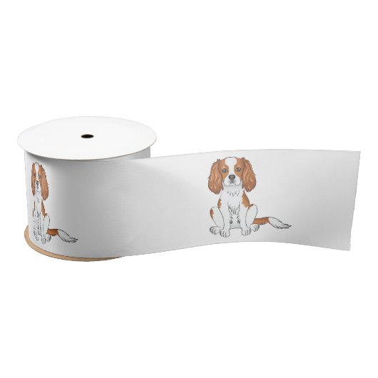 Blenheim Cavalier King Charles Spaniel Hond Zit Satijnen Lint (Spoel)