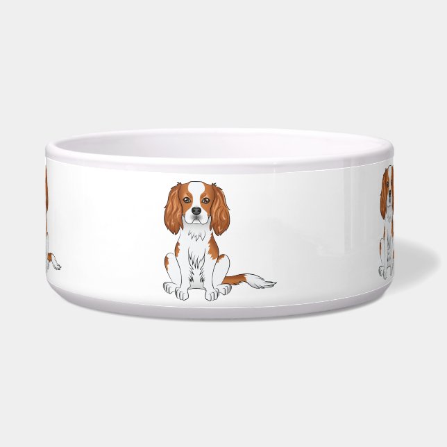 Blenheim Cavalier King Charles Spaniel Hond Zit Voerbakje (Voorkant)