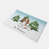 Blenheim Cavalier King Charles Spaniel in de winte Deurmat (Schuin)