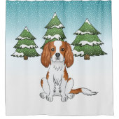 Blenheim Cavalier King Charles Spaniel in de winte Douchegordijn (Voorkant)