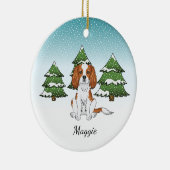 Blenheim Cavalier King Charles Spaniel in de winte Keramisch Ornament (Rechts)