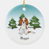 Blenheim Cavalier King Charles Spaniel in de winte Keramisch Ornament (Achterkant)