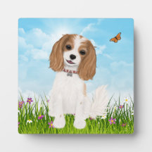 Blenheim Cavalier King Charles Spaniel in Flowers