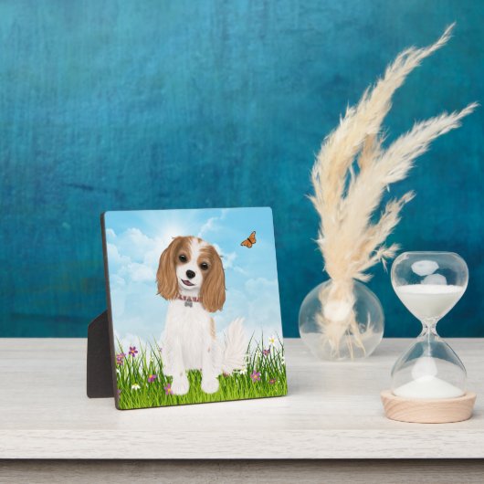 Blenheim Cavalier King Charles Spaniel in Flowers Fotoplaat (Insitu)