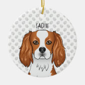 Blenheim Cavalier King Charles Spaniel Kop & Naam Keramisch Ornament (Voorkant)