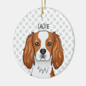Blenheim Cavalier King Charles Spaniel Kop & Naam Keramisch Ornament (Links)