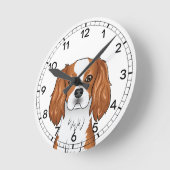 Blenheim Cavalier King Charles Spaniel Kop Ronde Klok (Hoek)
