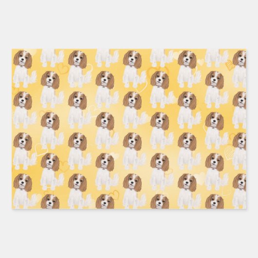 Blenheim Cavalier King Charles Spaniel met hart Inpakpapier Vel (Voorkant 3)