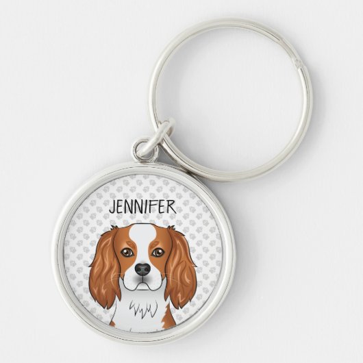 Blenheim Cavalier King Charles Spaniel & Naam Sleu Sleutelhanger (Voorkant)