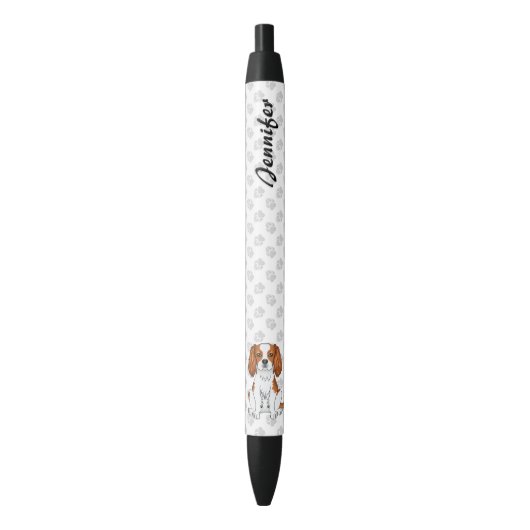 Blenheim Cavalier King Charles Spaniel & Naam Zwarte Inkt Pen (Voorkant Verticaal)