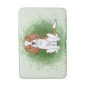 Blenheim Cavalier King Charles Spaniel Op Groen Badmat (Voorkant Verticaal)