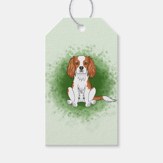 Blenheim Cavalier King Charles Spaniel Op Groen Cadeaulabel (Voorkant)
