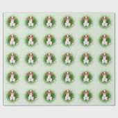 Blenheim Cavalier King Charles Spaniel Op Groen Cadeaupapier (Vlak)