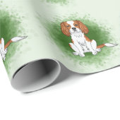Blenheim Cavalier King Charles Spaniel Op Groen Cadeaupapier (Rol Hoek)