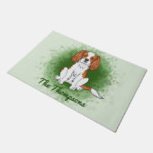 Blenheim Cavalier King Charles Spaniel Op Groen Deurmat (Schuin)