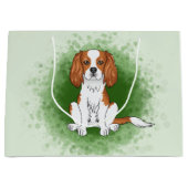 Blenheim Cavalier King Charles Spaniel Op Groen Groot Cadeauzakje (Voorkant)
