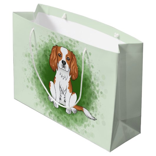 Blenheim Cavalier King Charles Spaniel Op Groen Groot Cadeauzakje (Achterkant Gekanteld)