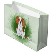 Blenheim Cavalier King Charles Spaniel Op Groen Groot Cadeauzakje (Voorkant Gekanteld)