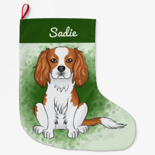 Blenheim Cavalier King Charles Spaniel Op Groen Grote Kerstsok