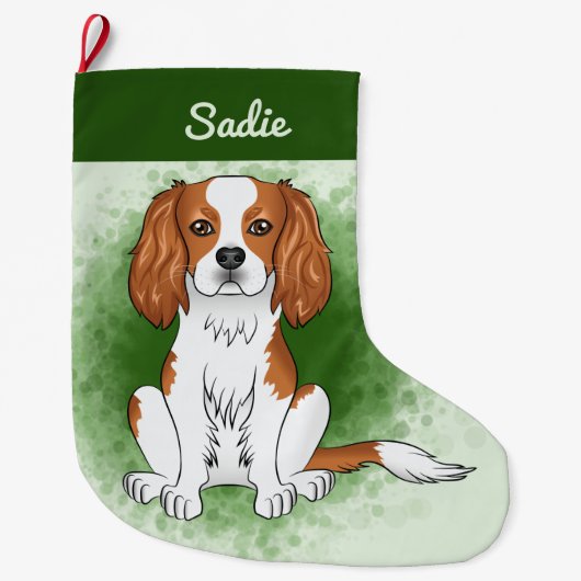 Blenheim Cavalier King Charles Spaniel Op Groen Grote Kerstsok (Voorkant)
