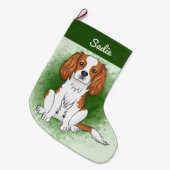 Blenheim Cavalier King Charles Spaniel Op Groen Grote Kerstsok (Voorkant (Hangend))
